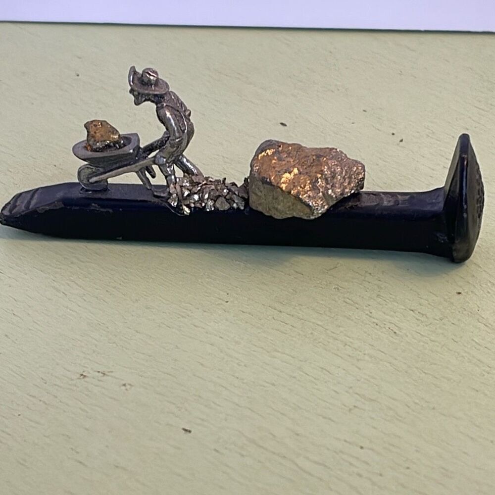 Rail Spike Crampton figurine  - paper weight Miners fools gold